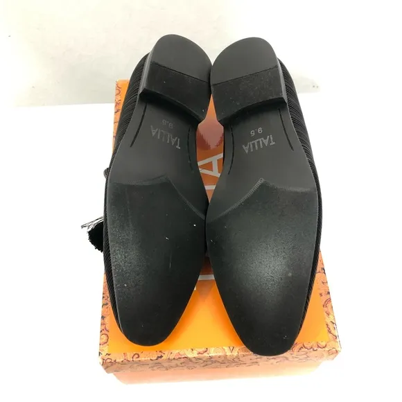 Tallia Mens Damien Leather Dress Slip On Shoes with Tassels, Size 10.5, Black