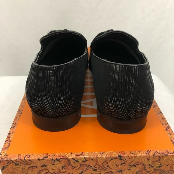 Tallia Mens Damien Leather Dress Slip On Shoes with Tassels, Size 10.5, Black