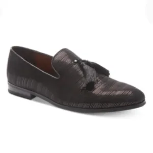 Tallia Mens Damien Leather Dress Slip On Shoes with Tassels, Size 10.5, Black