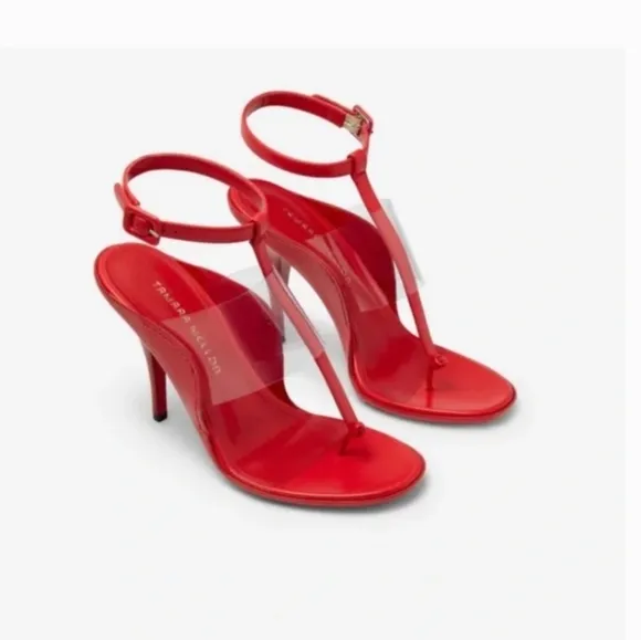 Tamara Mellon Transparent Strap Red Sandals