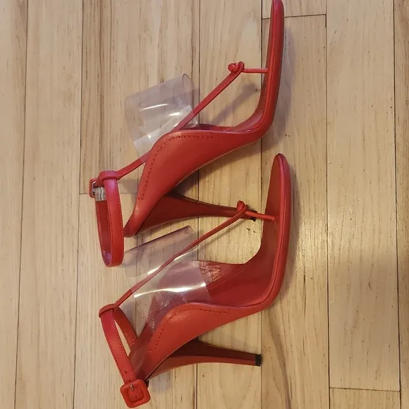Tamara Mellon Transparent Strap Red Sandals