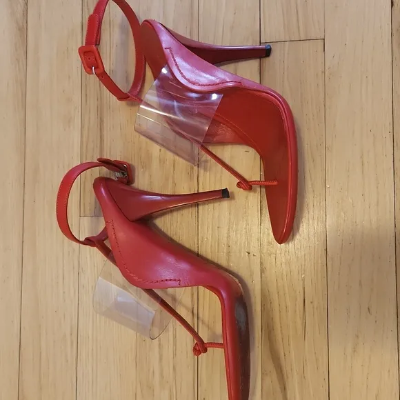Tamara Mellon Transparent Strap Red Sandals
