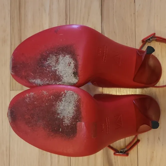 Tamara Mellon Transparent Strap Red Sandals