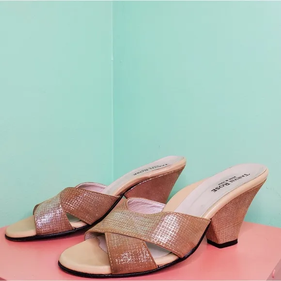 Taryn Rose Champagne Metallic Open Toe Sandals