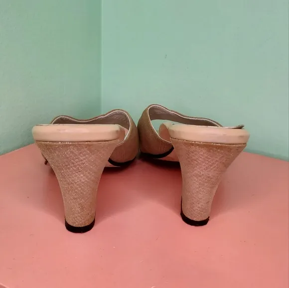 Taryn Rose Champagne Metallic Open Toe Sandals