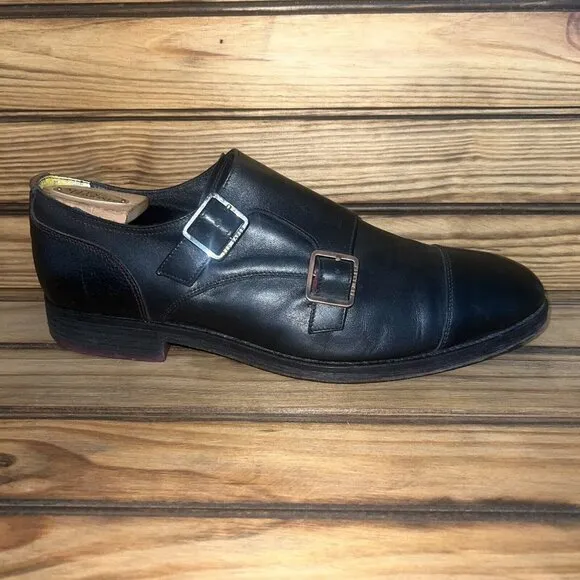 Ted Baker Mazzano Double Monk Strap Dress Shoes Mens Size 12 Black‎ Leather