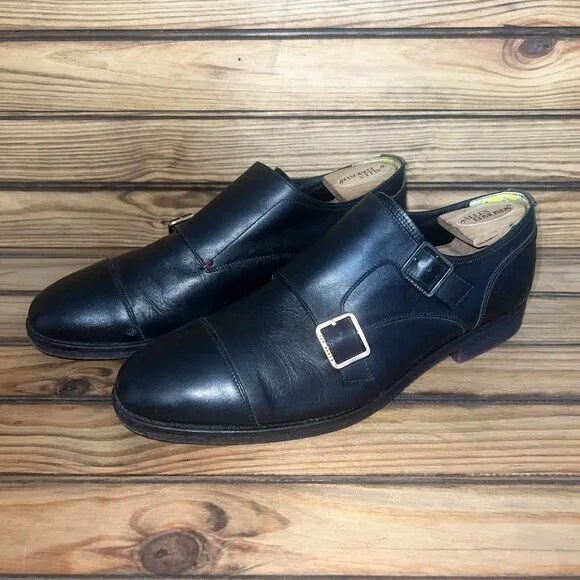 Ted Baker Mazzano Double Monk Strap Dress Shoes Mens Size 12 Black‎ Leather