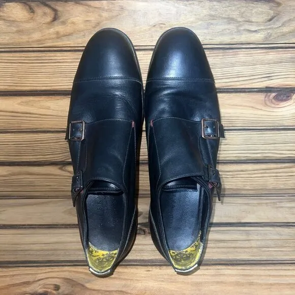 Ted Baker Mazzano Double Monk Strap Dress Shoes Mens Size 12 Black‎ Leather