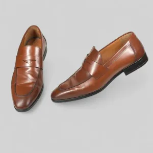 Ted Baker Shoes Mens Size 12 Penny Loafers &quot;BENJY” Cognac Brown Leather