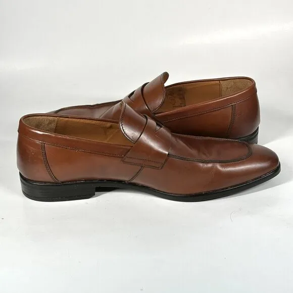 Ted Baker Shoes Mens Size 12 Penny Loafers &quot;BENJY” Cognac Brown Leather