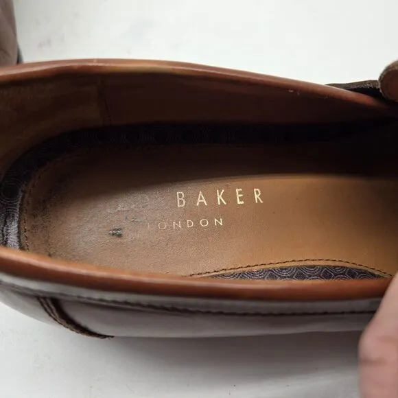 Ted Baker Shoes Mens Size 9.5 EU 42.5 Penny Loafers BENJY Cognac Brown Leather