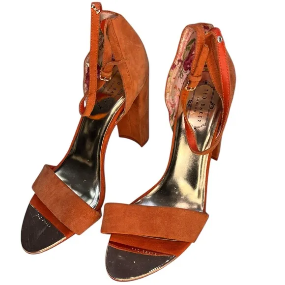 Ted Baker Women's Orange Heeled Sandals NWOT SB7