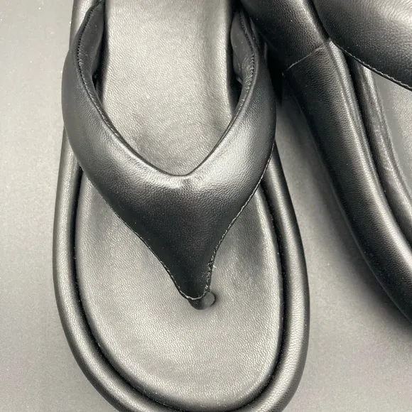 The Row Black Leather Sandals