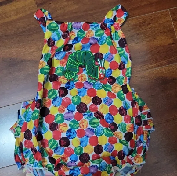 The Very Hungry Caterpillar Romper Smash Cake Birthday Dress Clothes Outfit bow