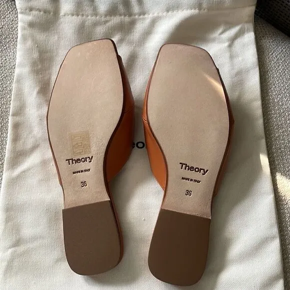 Theory Tan Leather Sandals