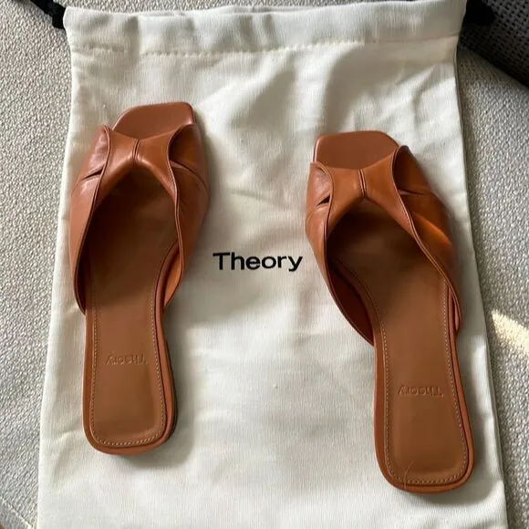 Theory Tan Leather Sandals