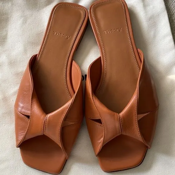 Theory Tan Leather Sandals