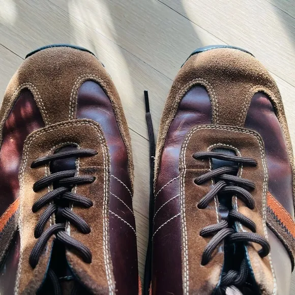 Timberland Brown and Orange Leather and Suede sneakers Size 9