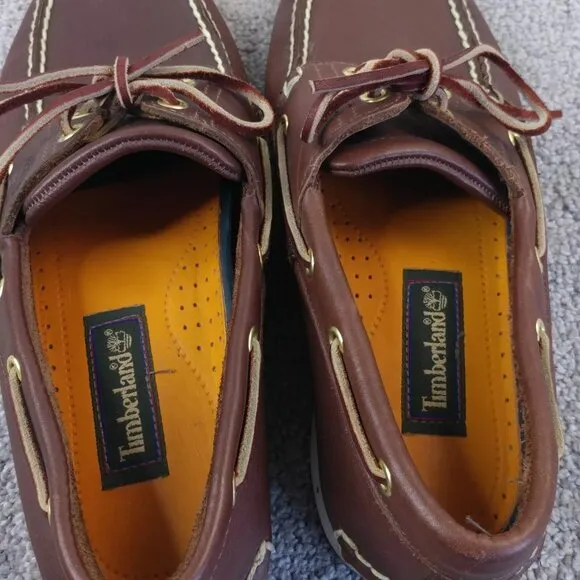 Timberland Shoes Mens 9 Classic 2-Eye Boat Brown Leather Lace Up Casual