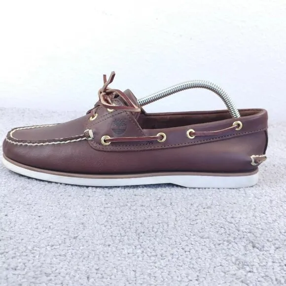 Timberland Shoes Mens 9 Classic 2-Eye Boat Brown Leather Lace Up Casual