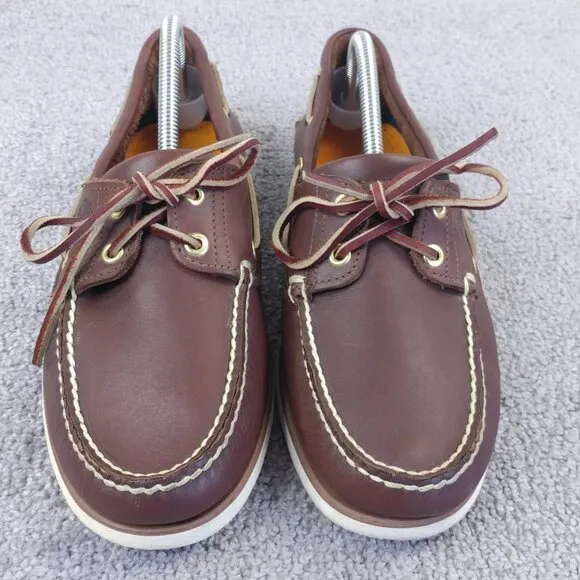 Timberland Shoes Mens 9 Classic 2-Eye Boat Brown Leather Lace Up Casual
