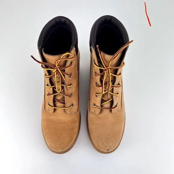 Timberland Women's Amston 6&quot; Inch Wheat Nubuck Wedge Lace Boots SZ 8.5