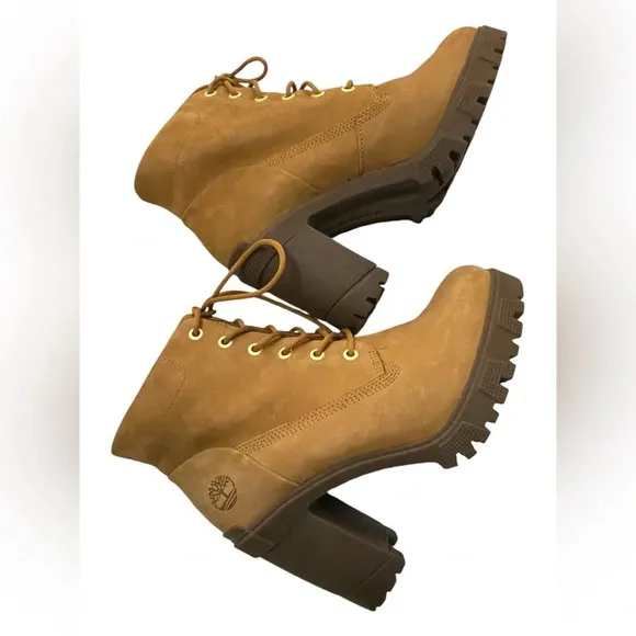 Timberland Women's Lana High Heel Wheat Leather Boots Size 9