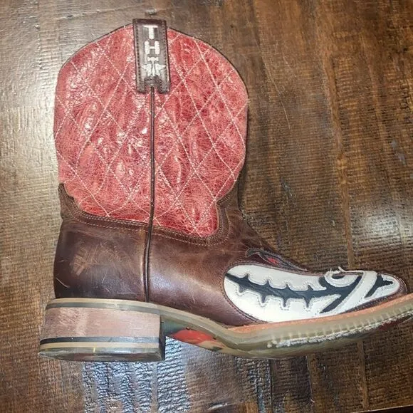 Tin Haul Big Kids Boots - Not Boaring Bacon/Eggs Size 2 Cowboy Boots