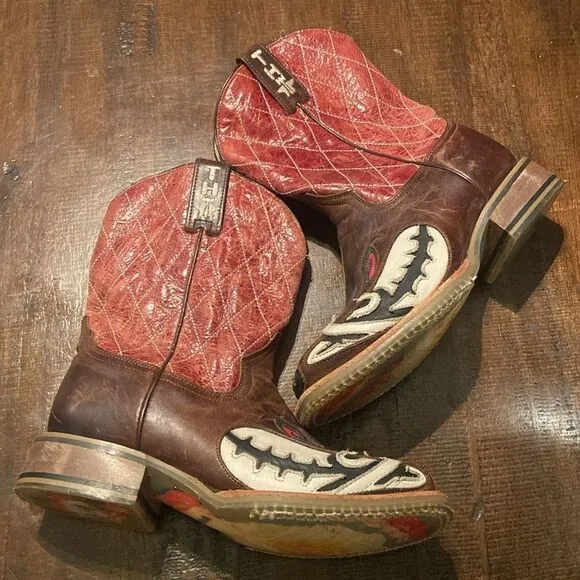 Tin Haul Big Kids Boots - Not Boaring Bacon/Eggs Size 2 Cowboy Boots