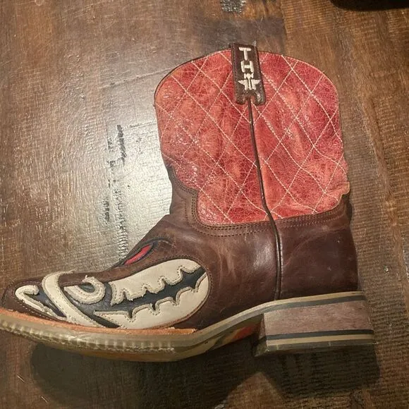 Tin Haul Big Kids Boots - Not Boaring Bacon/Eggs Size 2 Cowboy Boots