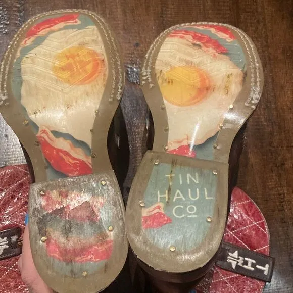 Tin Haul Big Kids Boots - Not Boaring Bacon/Eggs Size 2 Cowboy Boots