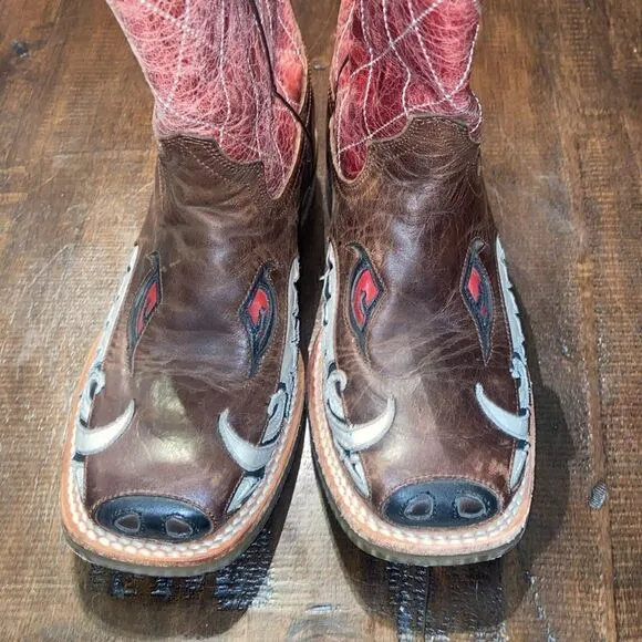 Tin Haul Big Kids Boots - Not Boaring Bacon/Eggs Size 2 Cowboy Boots