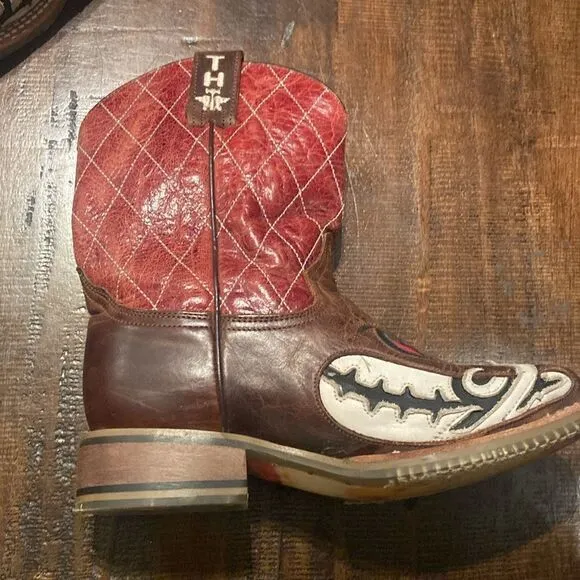 Tin Haul Big Kids Boots - Not Boaring Bacon/Eggs Size 2 Cowboy Boots