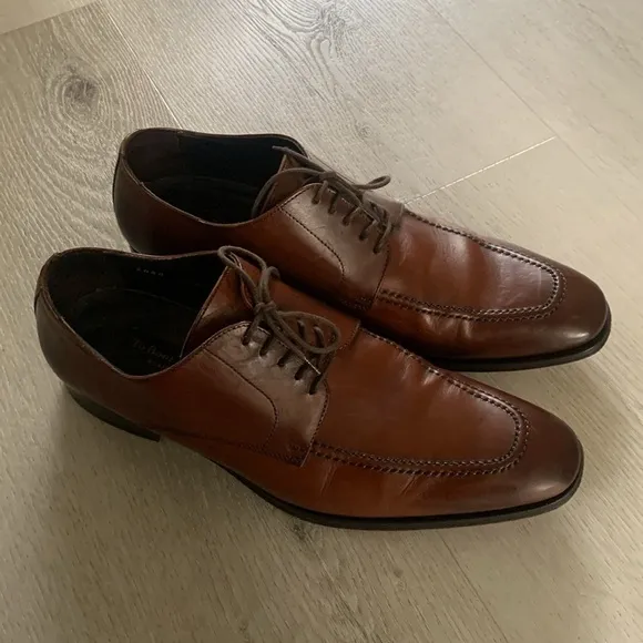 To Boot New York Adam Derrick Aldo Cognac Apron Vamp Derby Dress Shoes Size 8.5