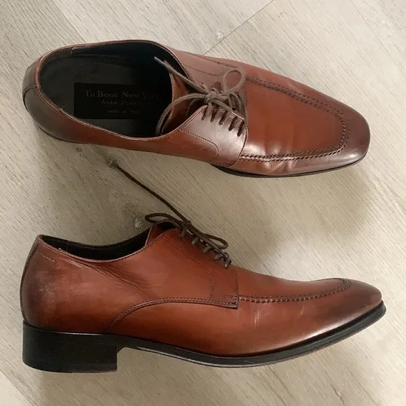 To Boot New York Adam Derrick Aldo Cognac Apron Vamp Derby Dress Shoes Size 8.5