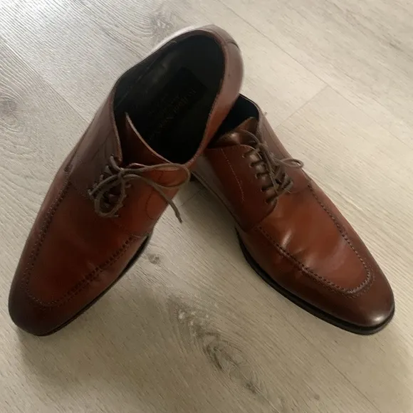 To Boot New York Adam Derrick Aldo Cognac Apron Vamp Derby Dress Shoes Size 8.5