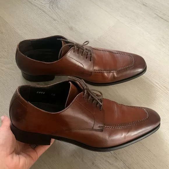 To Boot New York Adam Derrick Aldo Cognac Apron Vamp Derby Dress Shoes Size 8.5
