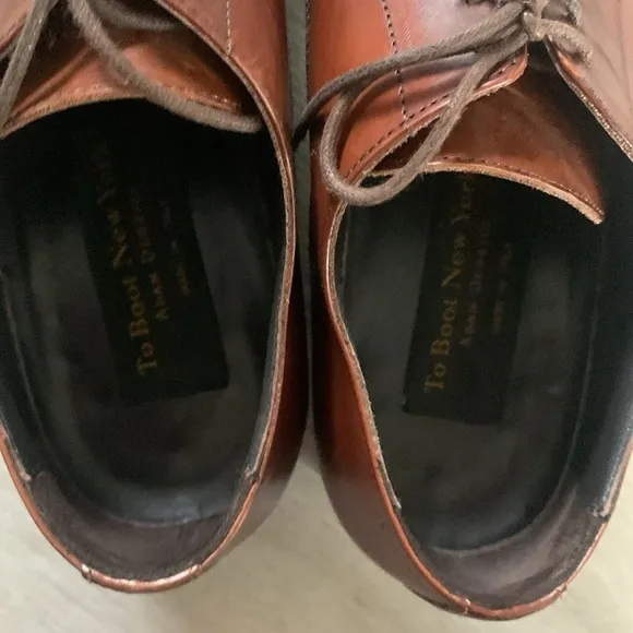 To Boot New York Adam Derrick Aldo Cognac Apron Vamp Derby Dress Shoes Size 8.5