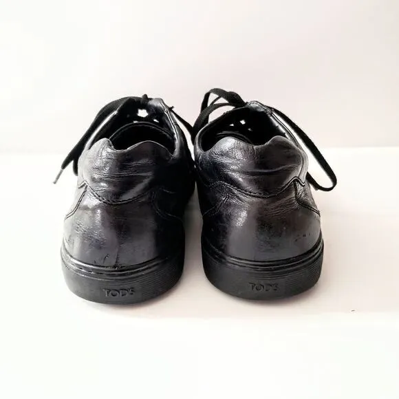 TOD'S Black Leather Lace Up Sneakers Men's Size EU41