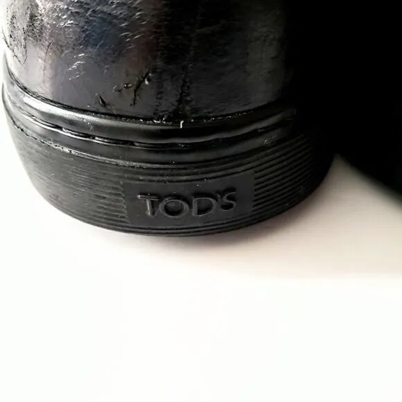 TOD'S Black Leather Lace Up Sneakers Men's Size EU41