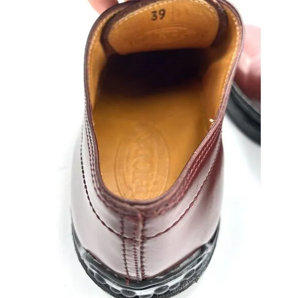 Tod's Men's Leather Lace Up Dress Shoes Red Size EU 39‎ US 7