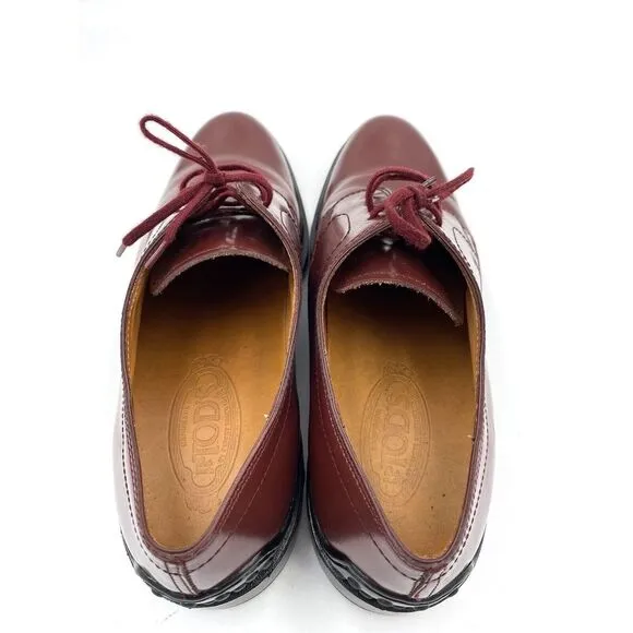 Tod's Men's Leather Lace Up Dress Shoes Red Size EU 39‎ US 7