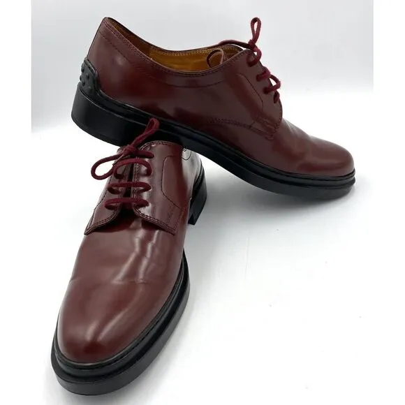Tod's Men's Leather Lace Up Dress Shoes Red Size EU 39‎ US 7