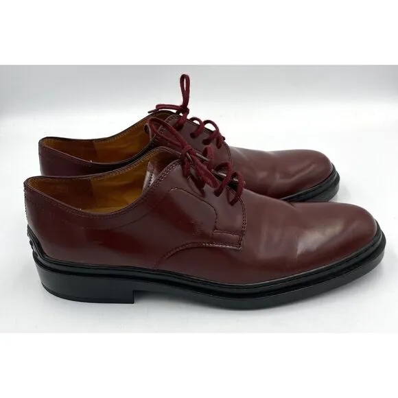 Tod's Men's Leather Lace Up Dress Shoes Red Size EU 39‎ US 7