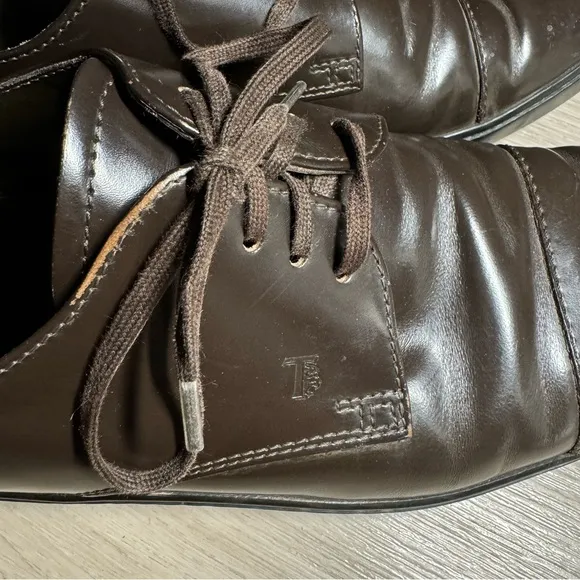 Tods mens shoes size 9 dark chocolate leather lace up casual