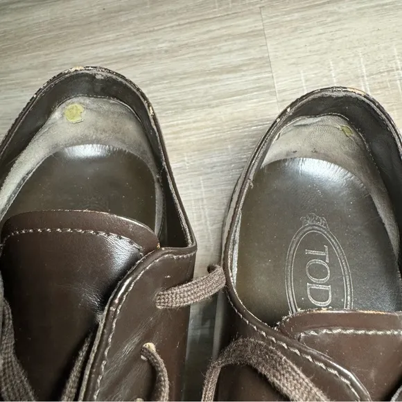 Tods mens shoes size 9 dark chocolate leather lace up casual