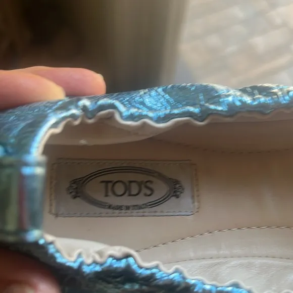 Tod’s Metallic Blue Ballet Flats