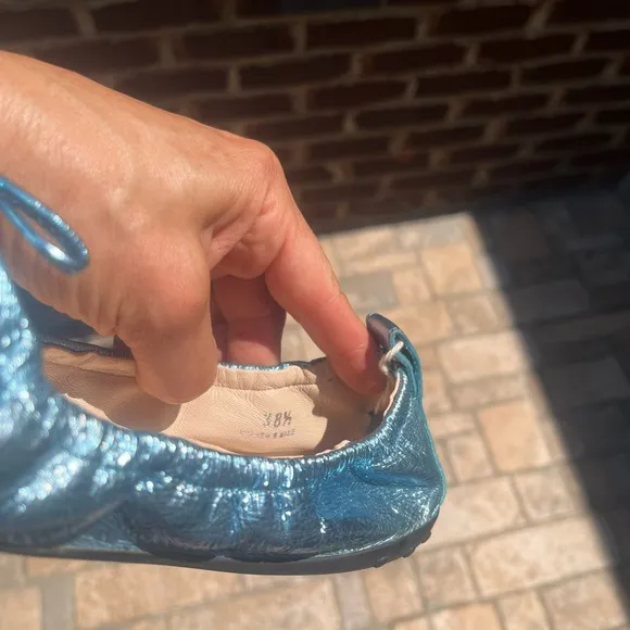 Tod’s Metallic Blue Ballet Flats