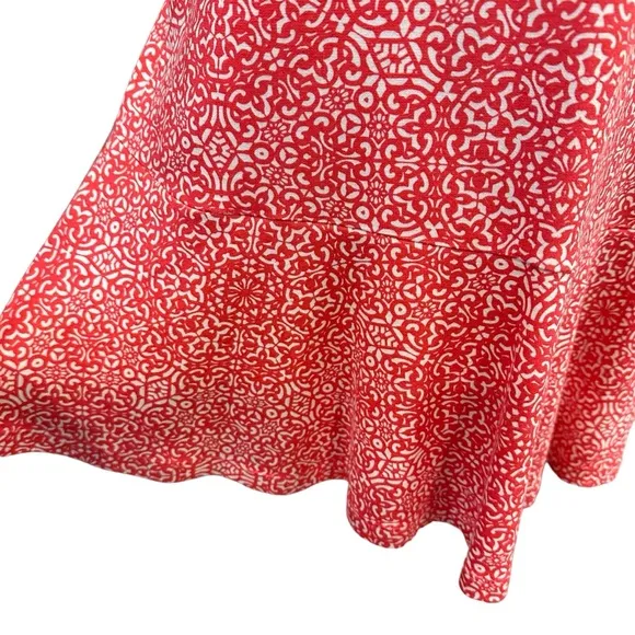TOMMY BAHAMA RED WHITE PRINT KNIT SUMMER TANK DRESS BEACH RESORTWEAR COASTAL