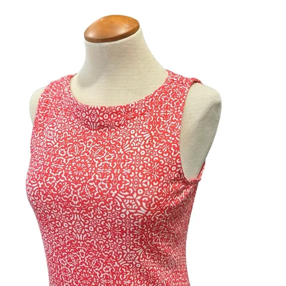 TOMMY BAHAMA RED WHITE PRINT KNIT SUMMER TANK DRESS BEACH RESORTWEAR COASTAL